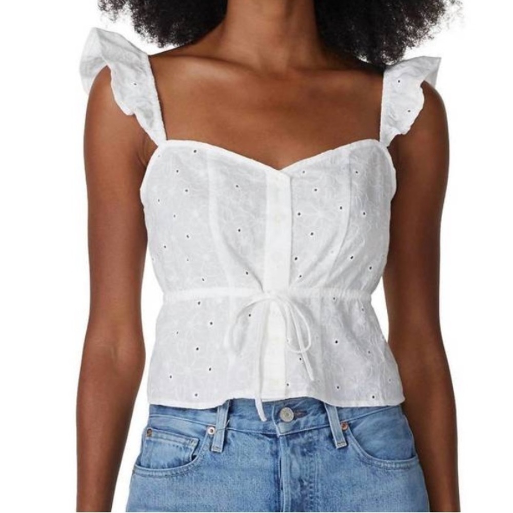 Louna Eyelet Sleeveless Top In White